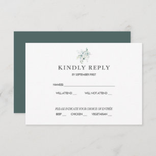 Blue Green Eucalyptus Wedding RSVP Response Invita Invitation