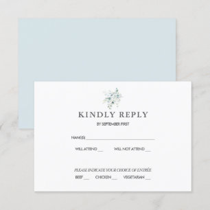 Blue Green Eucalyptus Wedding RSVP Response Invitation