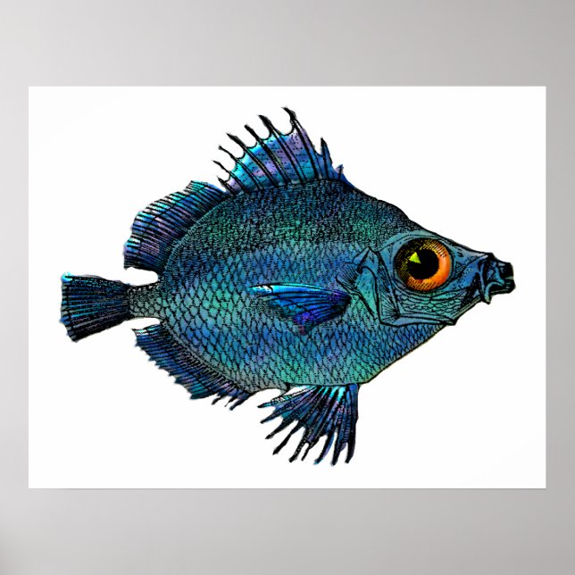 Blue Green Fantasy Discus Poster (Front)