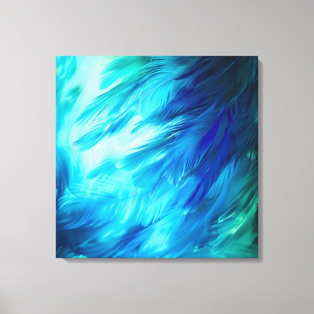Blue Green Feather Abstract Canvas Print (Front)