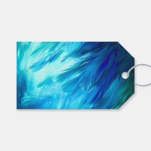 Blue Green Feather Abstract Gift Tags
