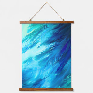 Blue Green Feather Abstract Hanging Tapestry