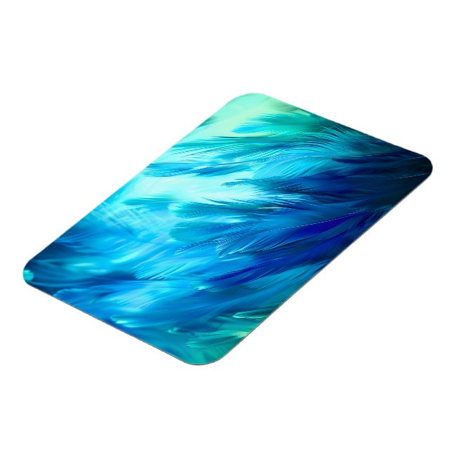 Blue Green Feather Abstract Magnet (Left Side)