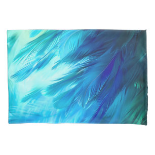 Blue Green Feather Abstract Pillowcase