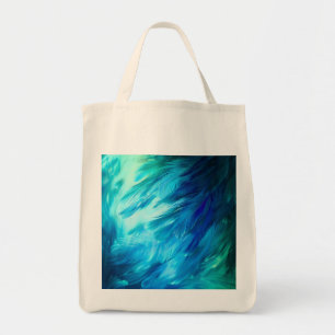 Blue Green Feather Abstract Tote Bag