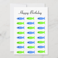 Blue Green Fish Design Birthday Card