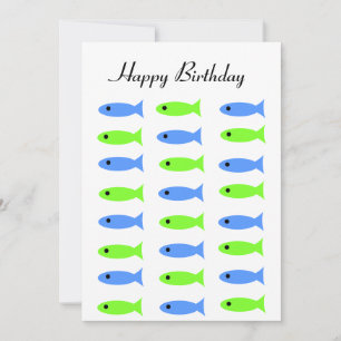 Blue Green Fish Design Birthday Card