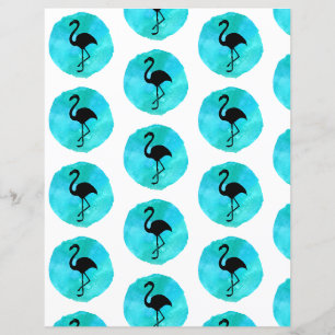 Blue Green Flamingo Pattern Scrapbook Paper