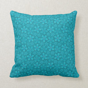 Blue-green floral design cushion