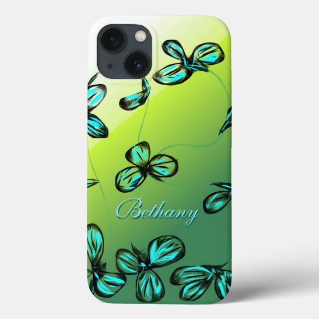 Blue Green Floral iPad Mini Case *customise* (Back)