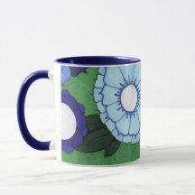 Blue green floral mug