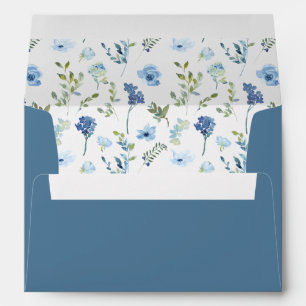 Blue green floral spring summer rustic wedding envelope