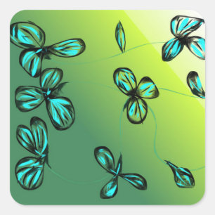 Blue Green Floral Stickers