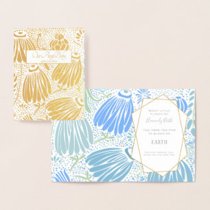 Blue Green Floral Sympathy Death of Child Foil Card