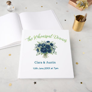 blue green floral the rehearsal dinner editable na guest book