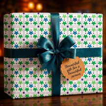 Blue Green Floral Trellis Pattern Design