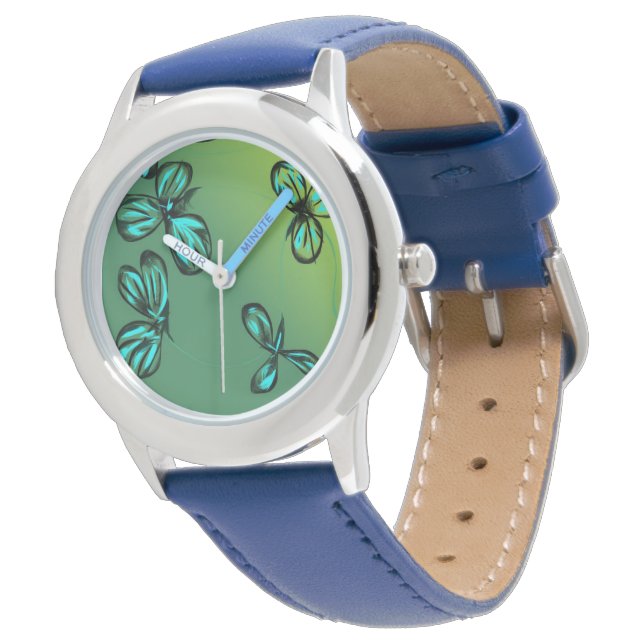 Blue Green Floral Watch (Angled)