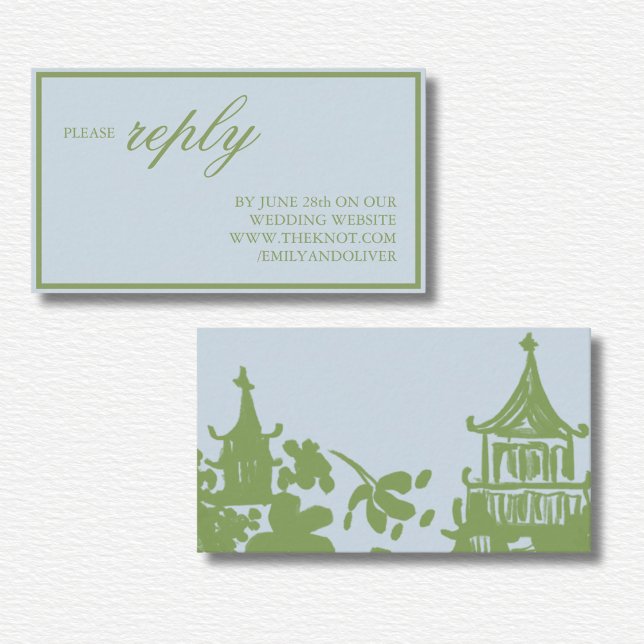 Blue Green Floral Watercolor Wedding  Enclosure Card (Creator Uploaded)