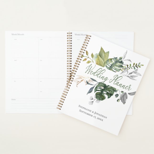 Blue & Green Floral Wedding Planner Notebook (Display)