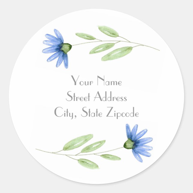 'Blue Green Flower' Labels (Front)