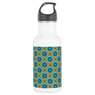Blue Green Flowered Pattern 532 Ml Water Bottle