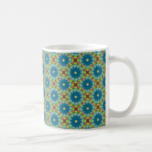 Blue Green Flowered Pattern Coffee Mug
