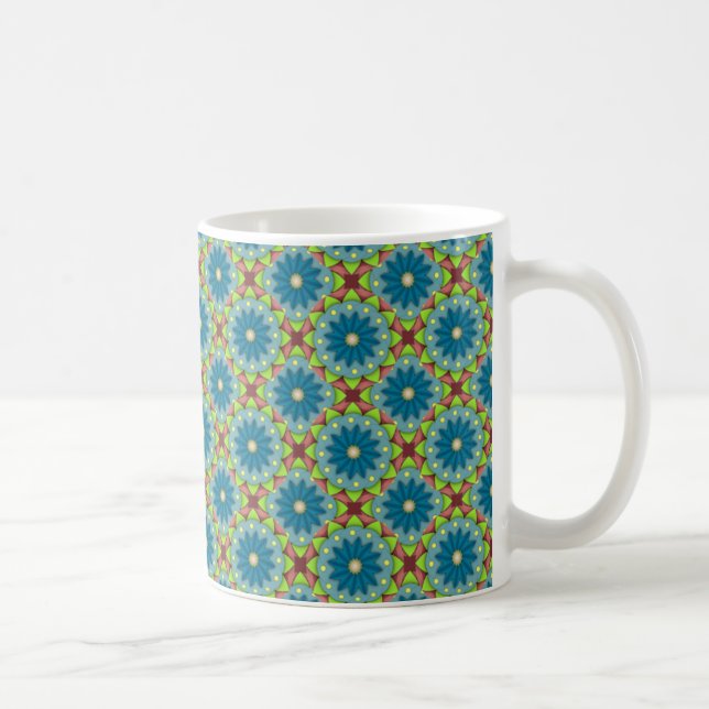 Blue Green Flowered Pattern Coffee Mug (Right)