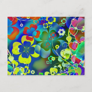 Blue Green Flowers Postcard