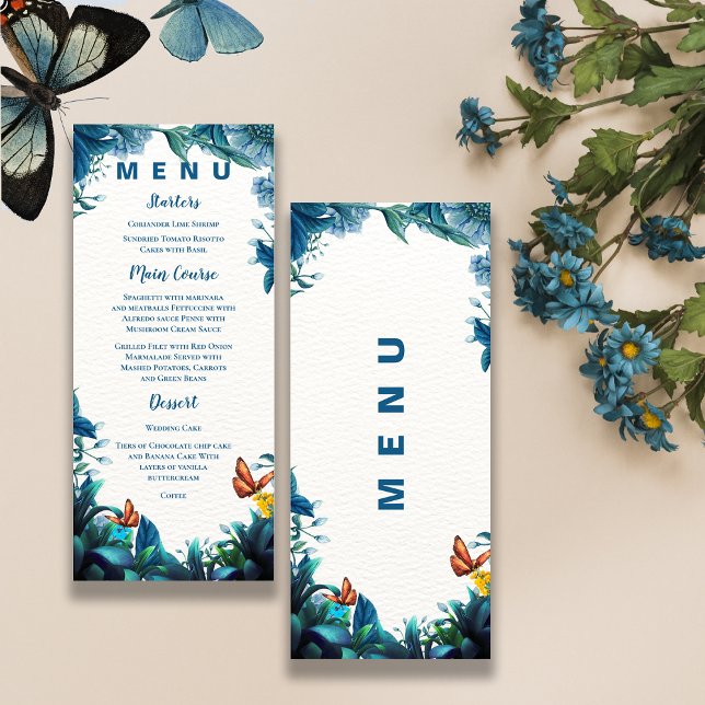 Blue Green Foliage Butterfly Reception Dinner  Menu (Blue Green Foliage Butterfly Reception Dinner Menu)