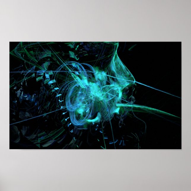 Blue-Green Fractal Poster (Front)