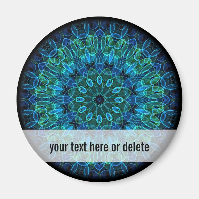 Blue Green Gems kaleidoscope Magnet (Front)