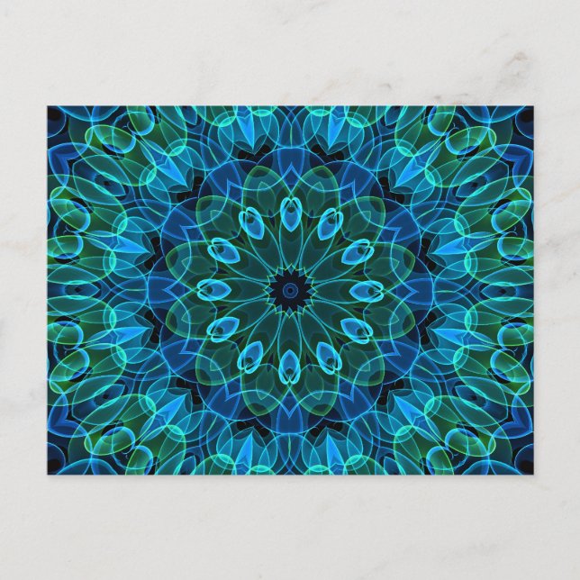 Blue Green Gems kaleidoscope Postcard (Front)