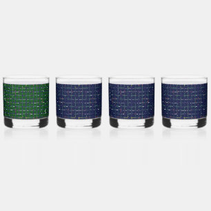 Blue Green Geometric Drinkware Set Whiskey Glass