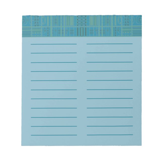 Blue Green Geometric Lined Note Pad "To Do" (Front)
