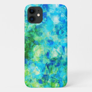 Blue Green Geometric Pattern Simulated Glass iPhone 11 Case