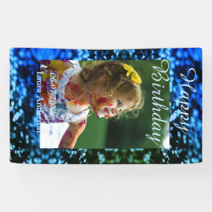 Blue green glitter photo kids birthday modern rust banner