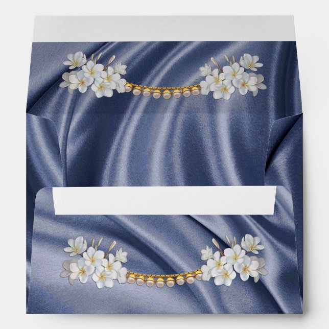 Blue,Green,Gold,Ivory Silk & Pea Wedding Envelopes (Back (Bottom))