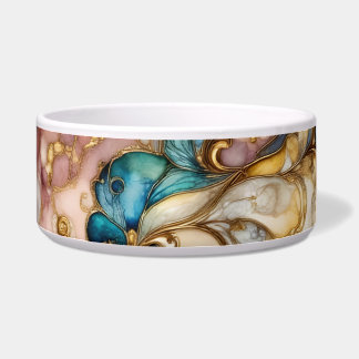 Blue Green Gold Leafy Garden Floral Paisley Motif 