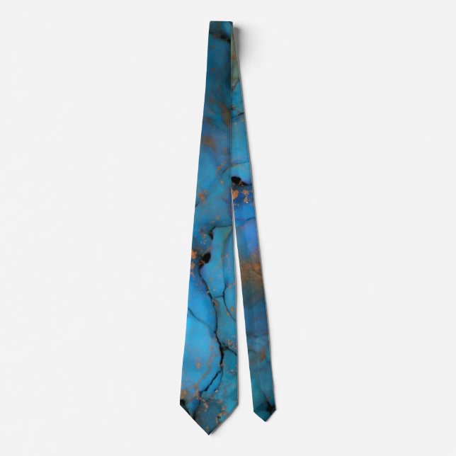 blue green gold purple marble abstract  tie (Front)