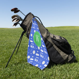 Blue & Green Golf Monogram Golf Towel