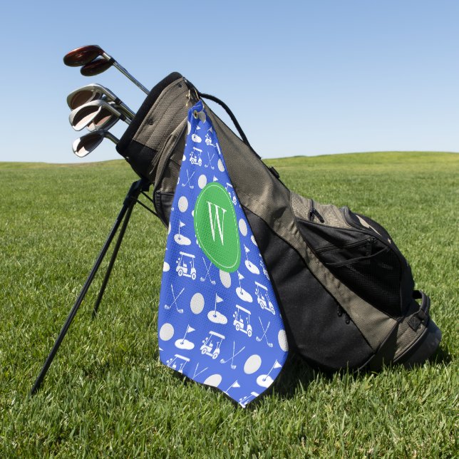 Blue & Green Golf Monogram Golf Towel (Green)