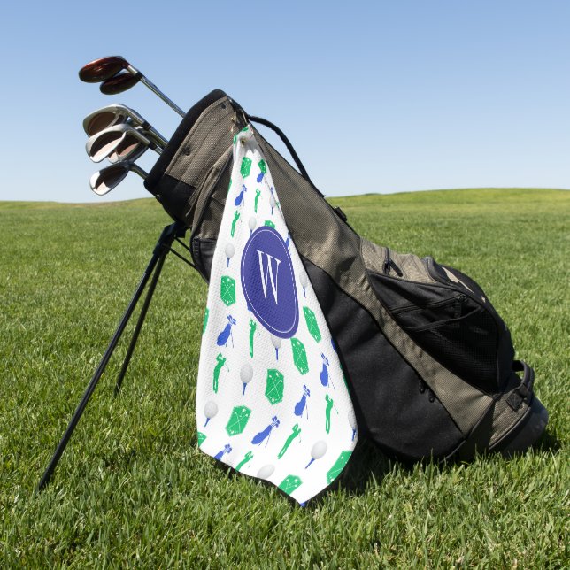 Blue & Green Golf Monogram Towel (Green)