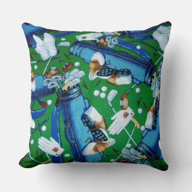 Blue & Green Golfing Cushion (Front)