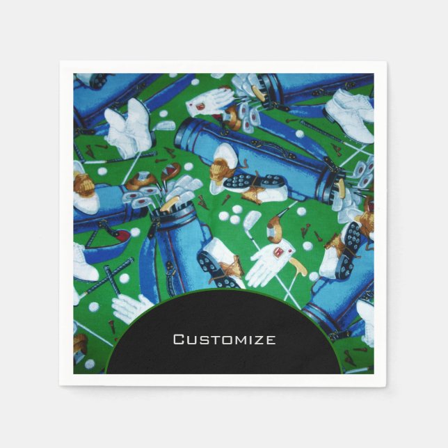 Blue & Green Golfing Napkin (Front)