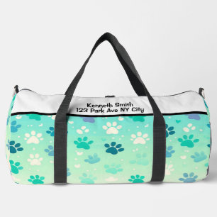 Blue Green Gradient Paw Print Bag