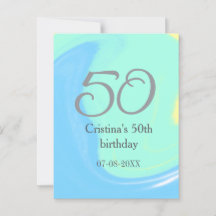 Blue green grey 50th birthday add name date retro