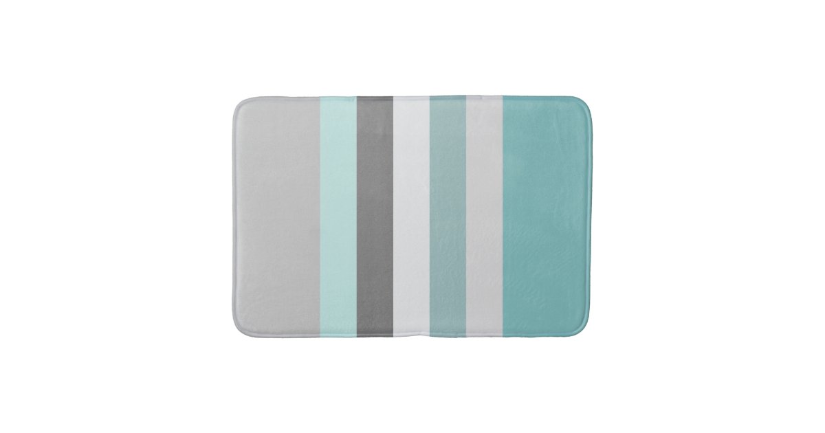 Blue Green Grey Stripes Bath Mat Zazzle.co.uk
