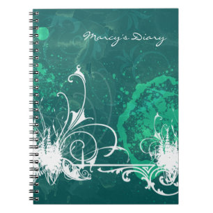 Blue Green Grunge Diary Notebook