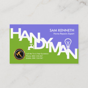 Blue Green Handyman Signage Home Construction Business Card