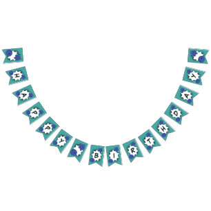 Blue-Green Happy Birthday Bowling Party Bunting